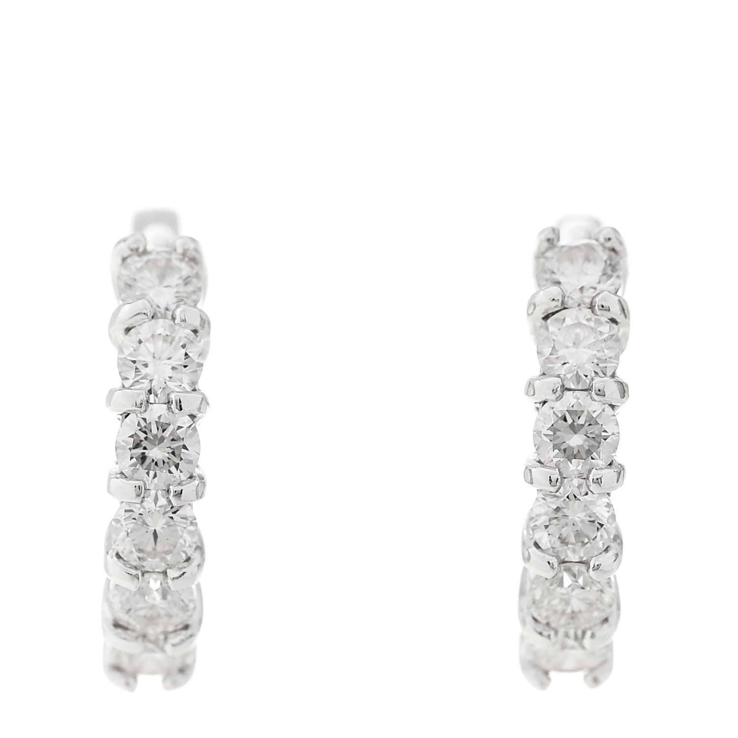 Roberto Coin 18K White Gold Diamond .70ct Huggie Hoop Earrings 1 of 4