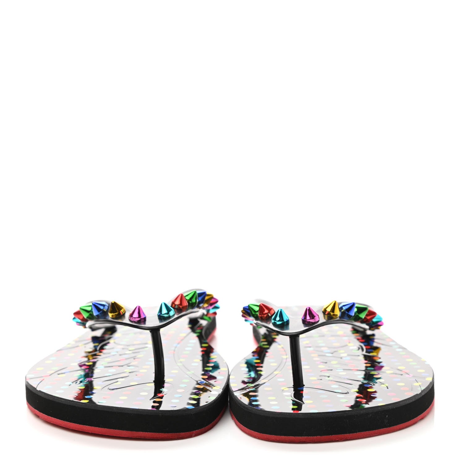 Christian Louboutin Rubber Spike Loubi Donna Flip Flop 39 Black Multicolor 2 of 7