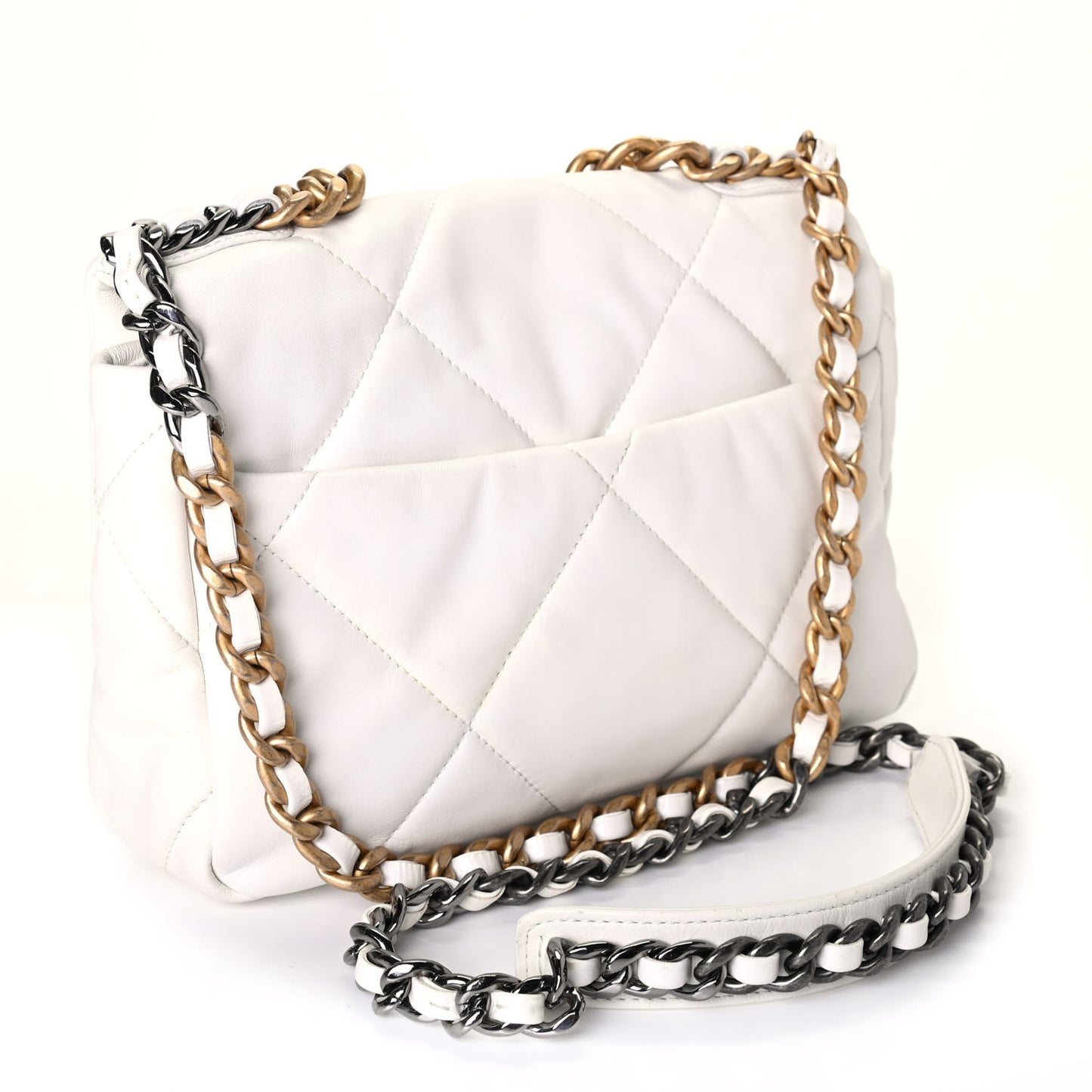 Lambskin Quilted Medium Chanel 19 Flap White