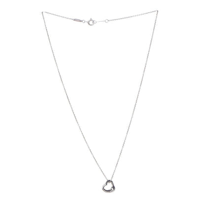 Tiffany Sterling Silver 11mm Elsa Peretti Open Heart Pendant Necklace 3 of 7