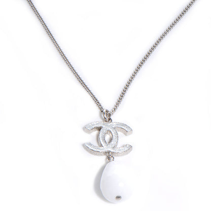 Chanel Glitter Enamel CC Pendant Necklace Silver 1 of 4