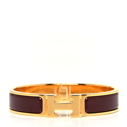 Hermes Enamel Narrow Clic Clac H Bracelet PM Cacao 1 of 4