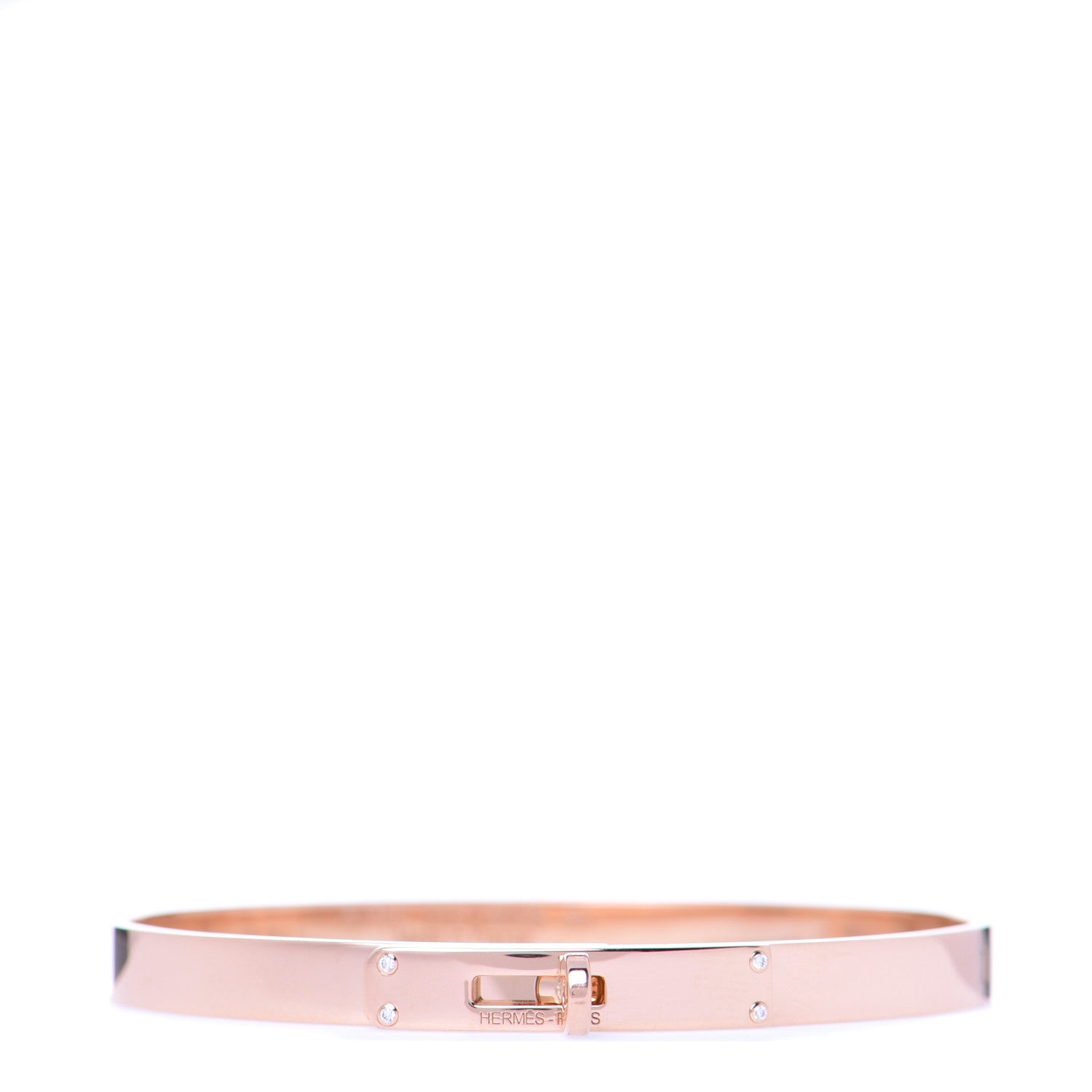 Hermes 18K Rose Gold Diamond PM Kelly Bracelet SH 1 of 6