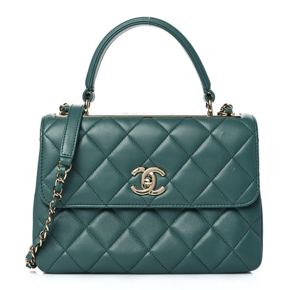 Chanel Lambskin Quilted Small Trendy CC Flap Dual Handle Bag Green 1 of 10