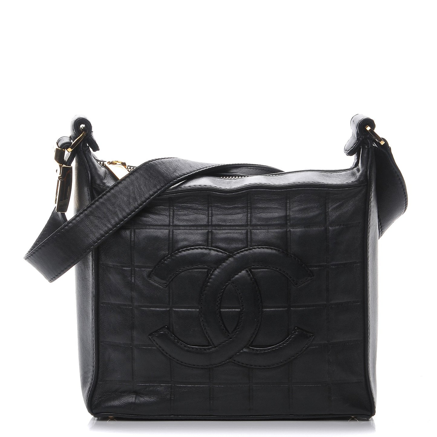 Lambskin Quilted Small Chocolate Bar Shoulder Bag Black