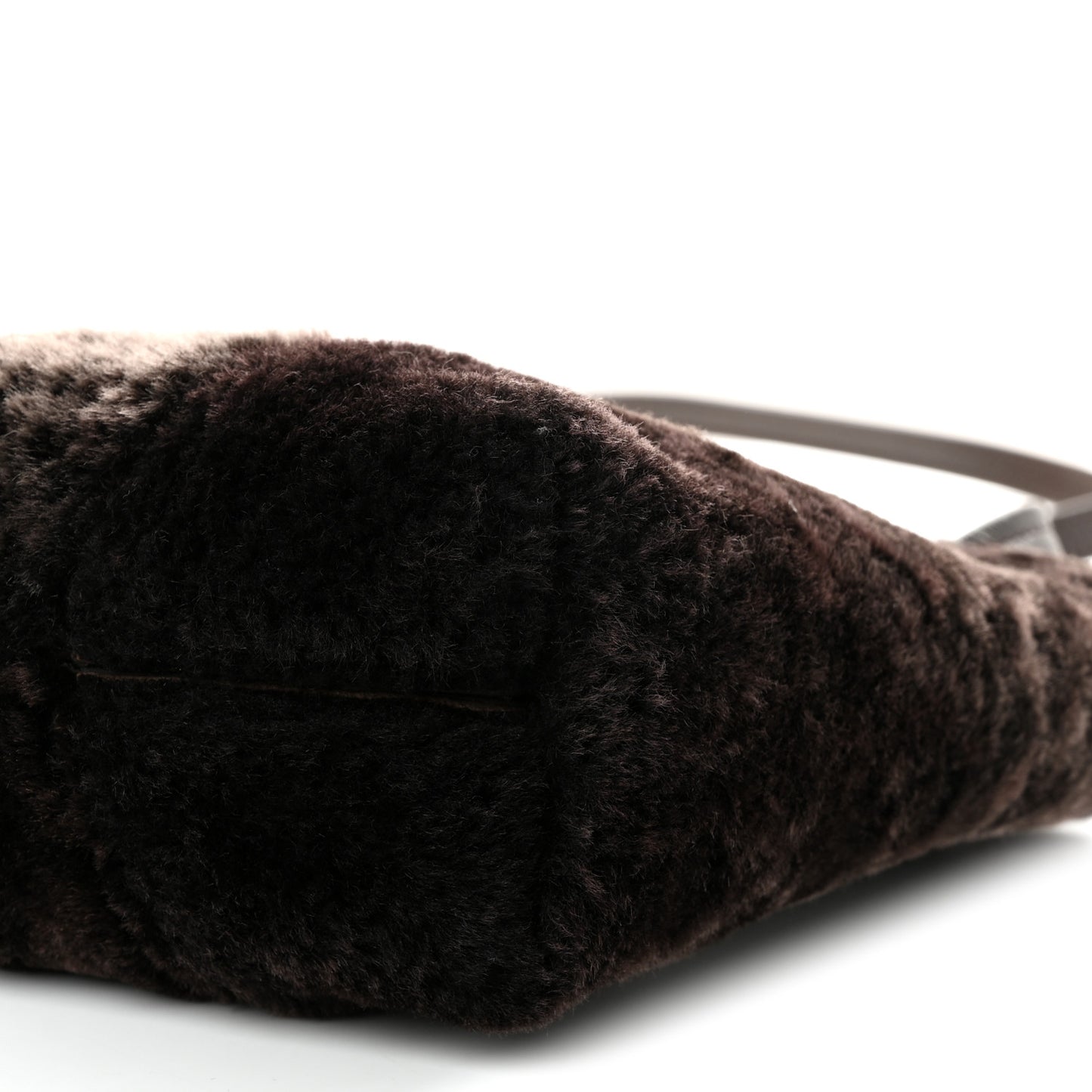 Shearling Small Spin Tote Dark Brown