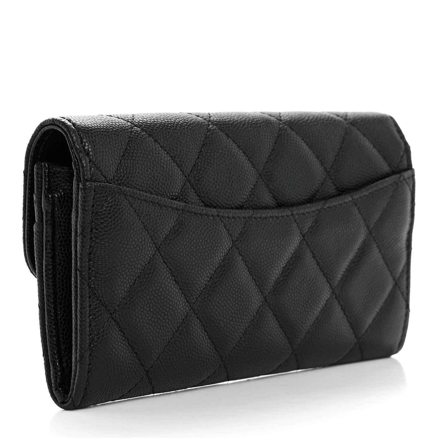 Chanel Caviar Quilted Medium Gusset Flap Wallet Black 3 of 8