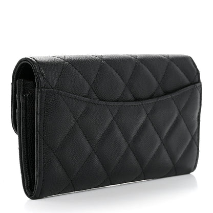 Chanel Caviar Quilted Medium Gusset Flap Wallet Black 3 of 8