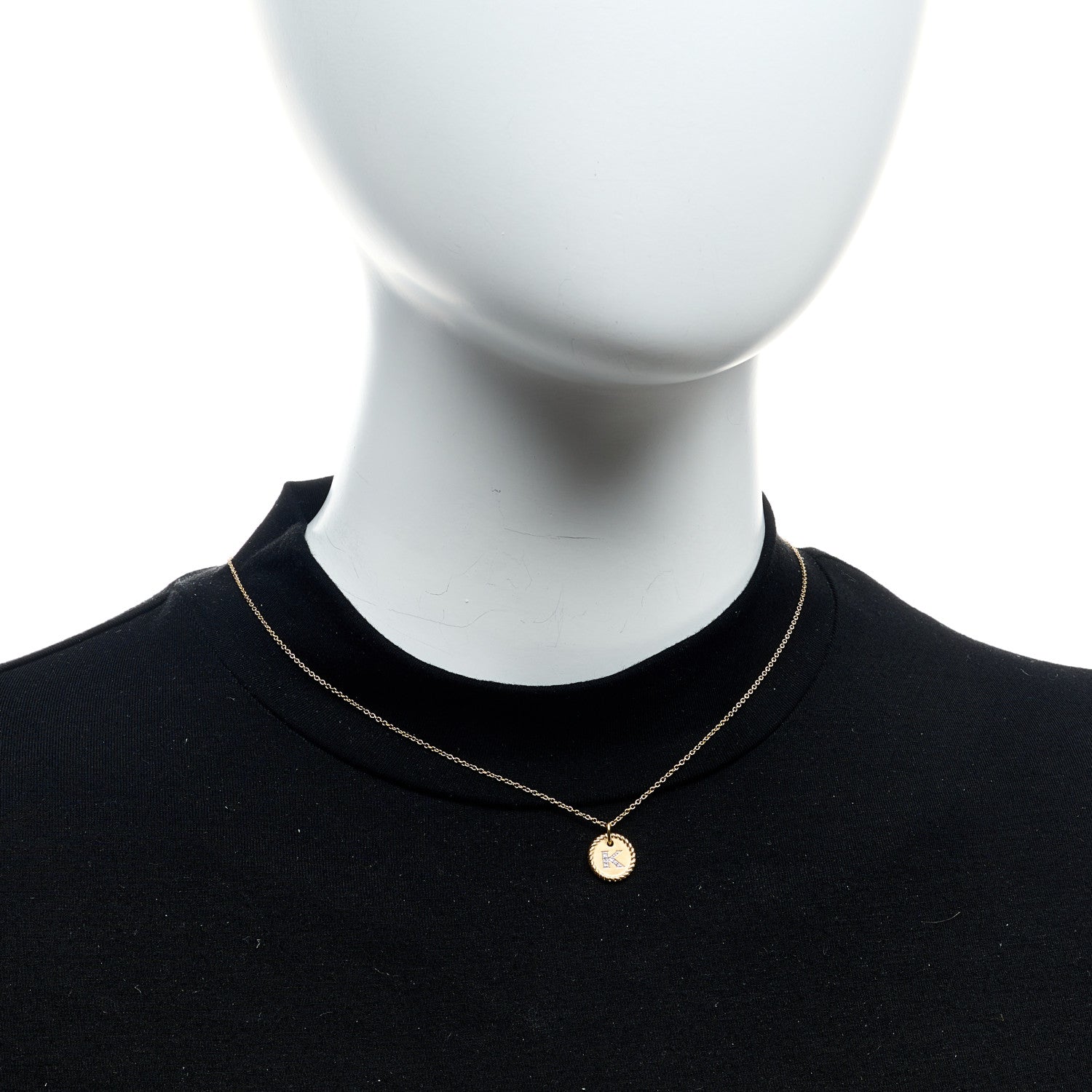 David Yurman 18K Yellow Gold Diamond Initial K Charm Pendant Necklace 2 of 6