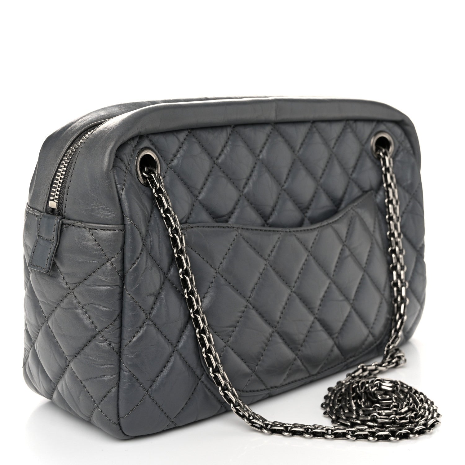 Chanel Aged Calfskin Quilted Medium Reissue Camera Case Grey 3 of 11