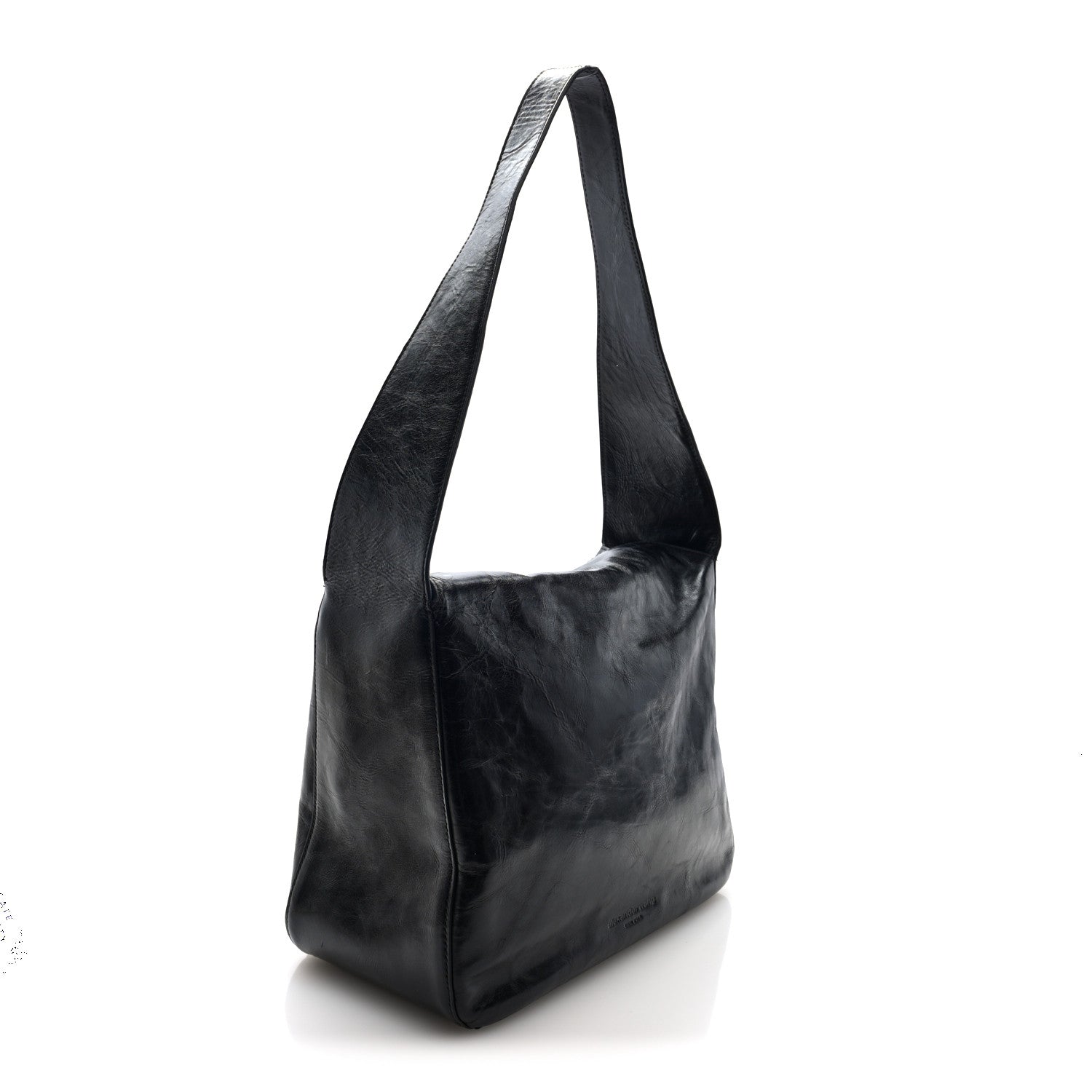 Alexander Wang Crackle Patent Calfskin Medium Dome Slouchy Hobo Black 3 of 9