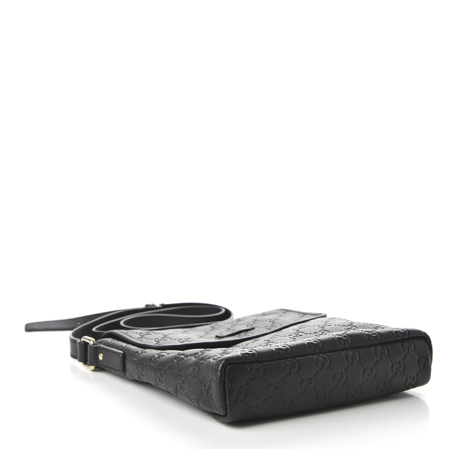 Gucci Guccissima Small Flap Messenger Bag Black 4 of 10
