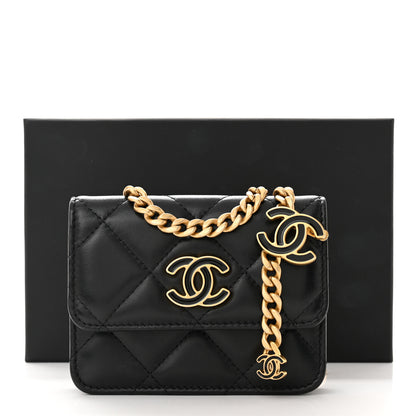 Chanel Lambskin Enamel Quilted Pending CC Flap Belt Bag Black 12 of 12