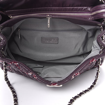 Chanel Nylon Quilted Tweed Stitch Bubble Tote Plum 5 of 12