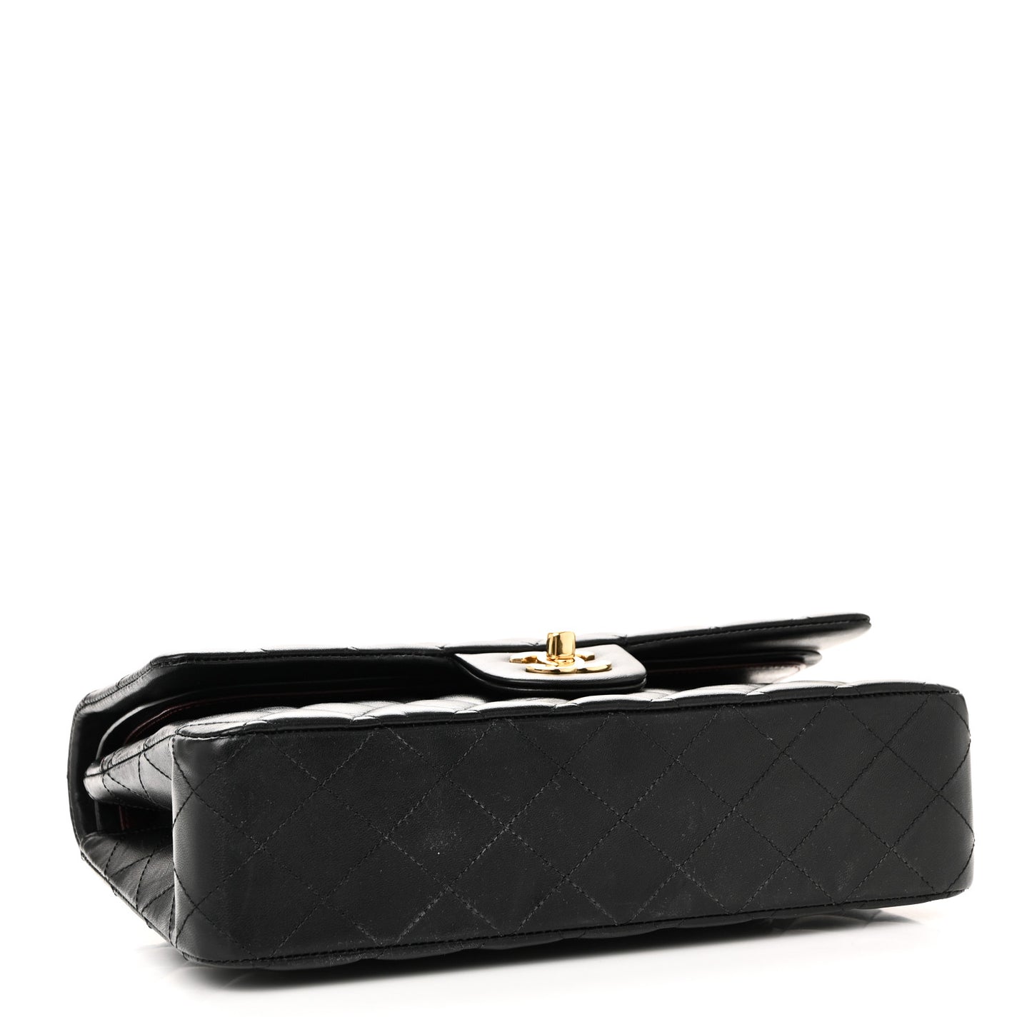 Lambskin Quilted Medium Double Flap Black