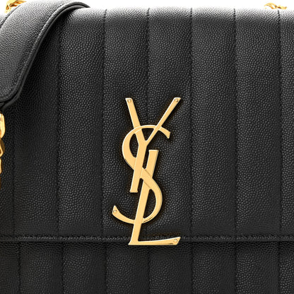Saint Laurent Grain De Poudre Matelasse Monogram Medium Vicky Chain Bag Black 8 of 11