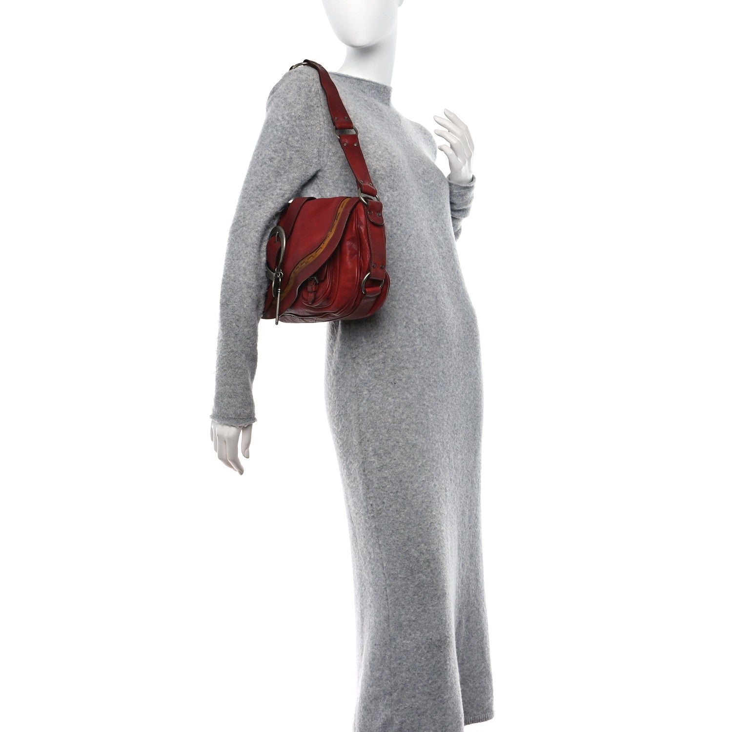 Christian Dior Calfskin Medium Gaucho Double Saddle Bag Red 2 of 13