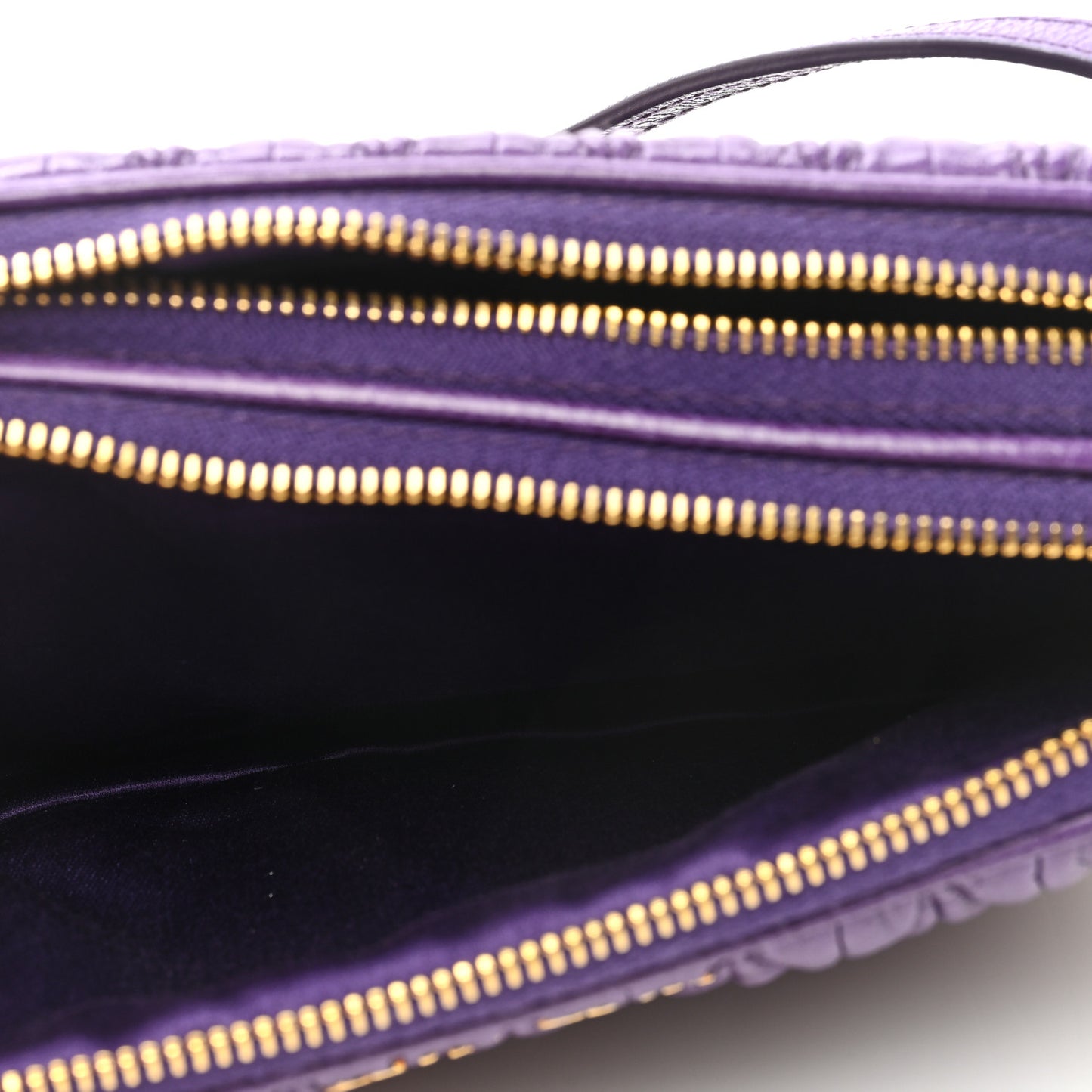 Vitello Lux Matelasse Double Zip Shoulder Bag Viola