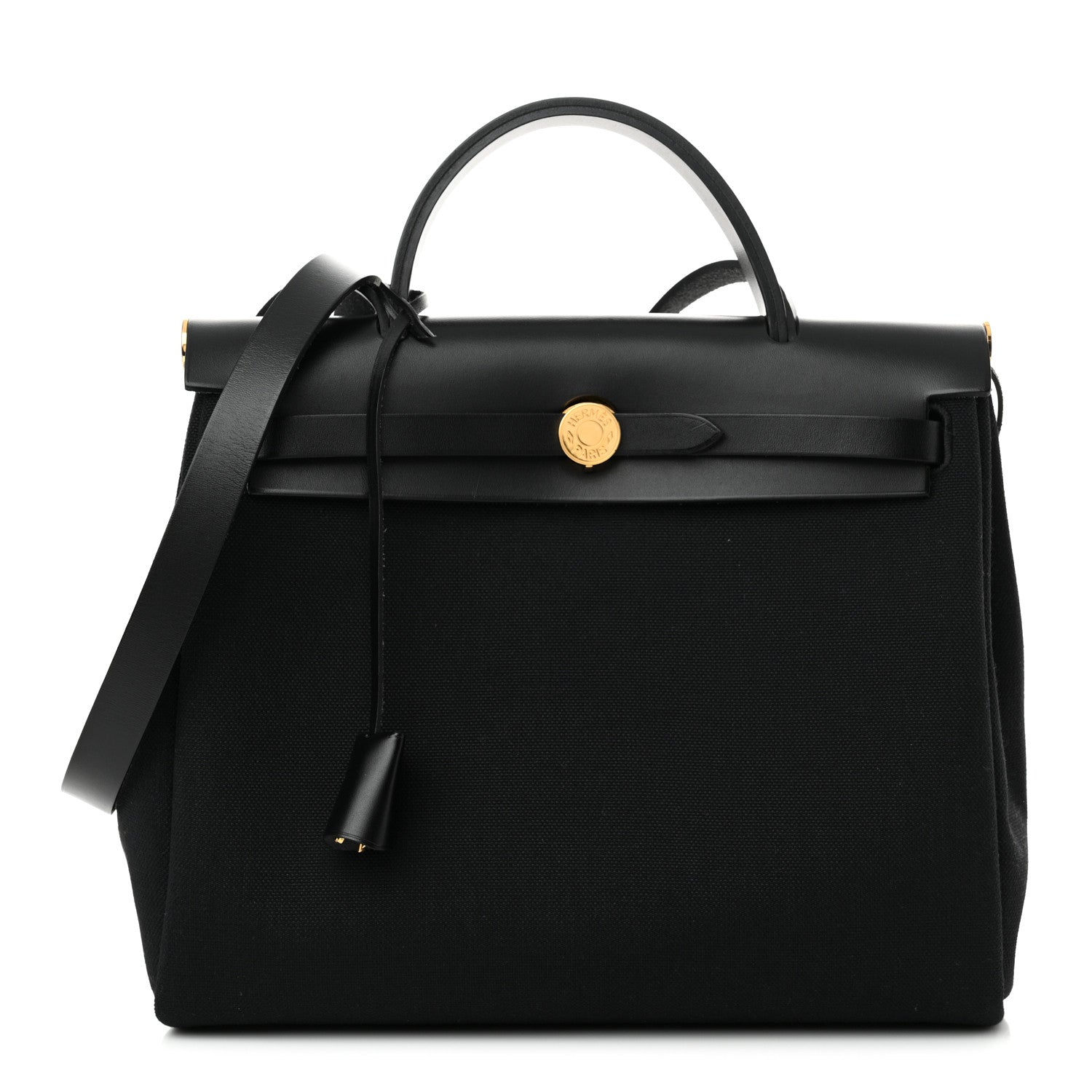 Hermes Military Toile Vache Hunter Herbag Zip PM 31 Black 1 of 12
