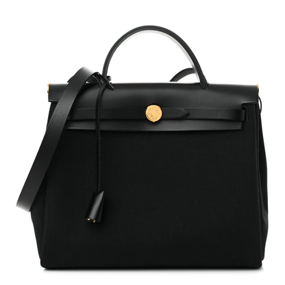 Hermes Military Toile Vache Hunter Herbag Zip PM 31 Black 1 of 12