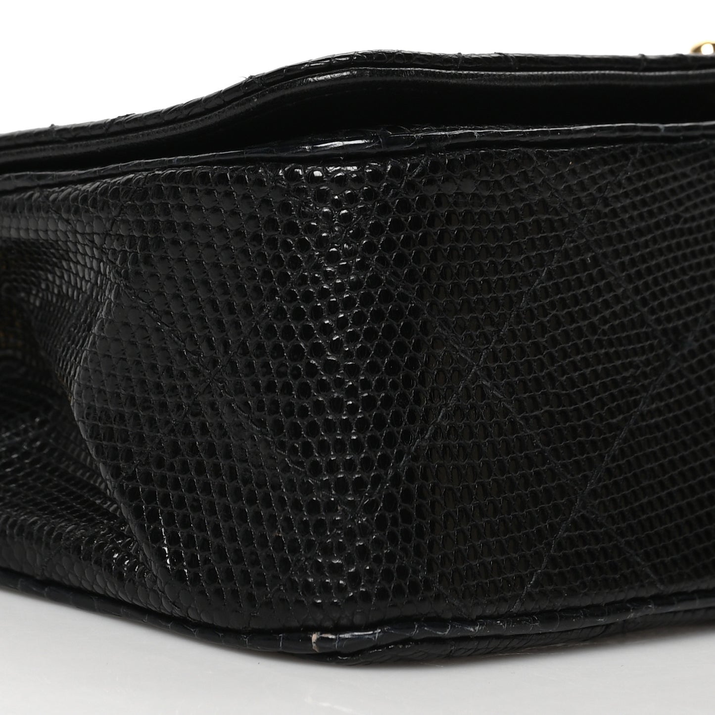 Lizard Quilted Small Single Flap Black