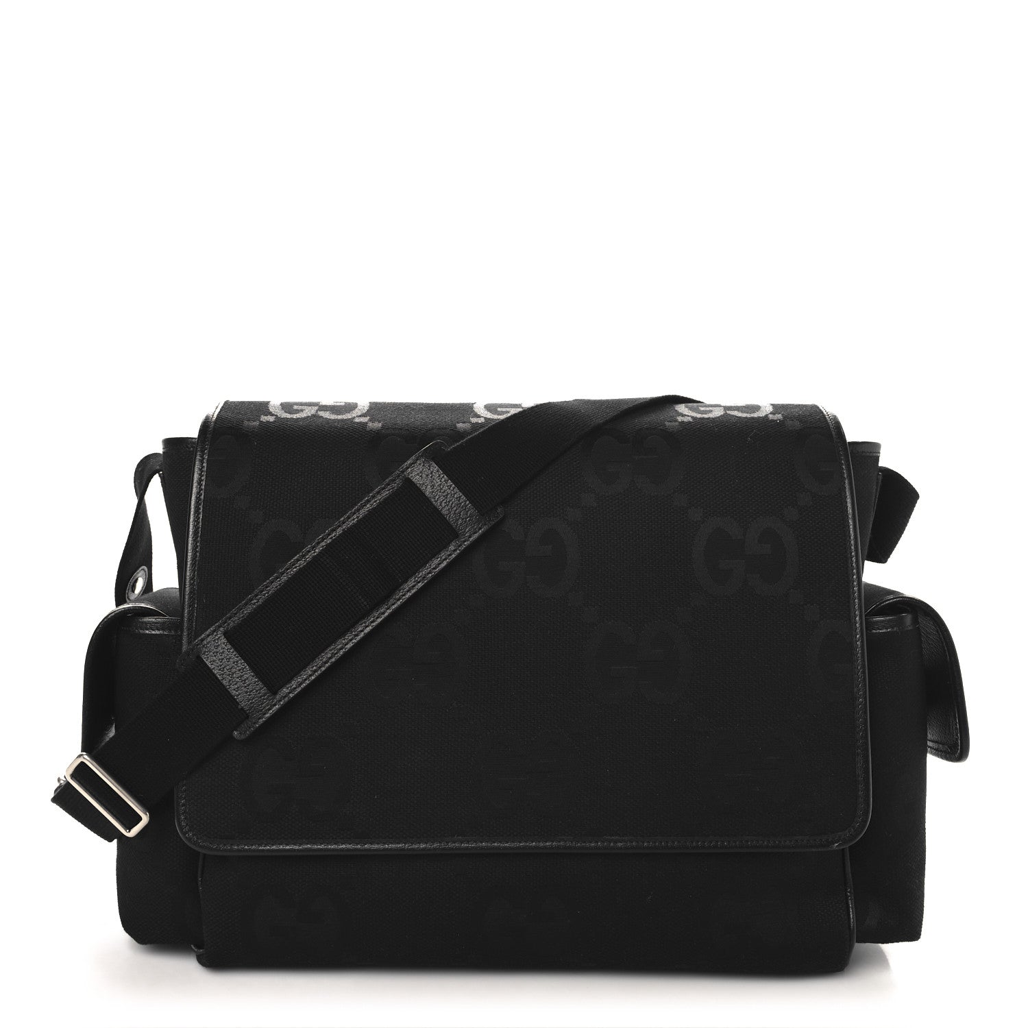 Gucci Canvas Monogram Jumbo GG Messenger Diaper Bag Black 1 of 11