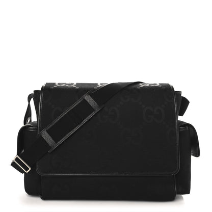 Gucci Canvas Monogram Jumbo GG Messenger Diaper Bag Black 1 of 11