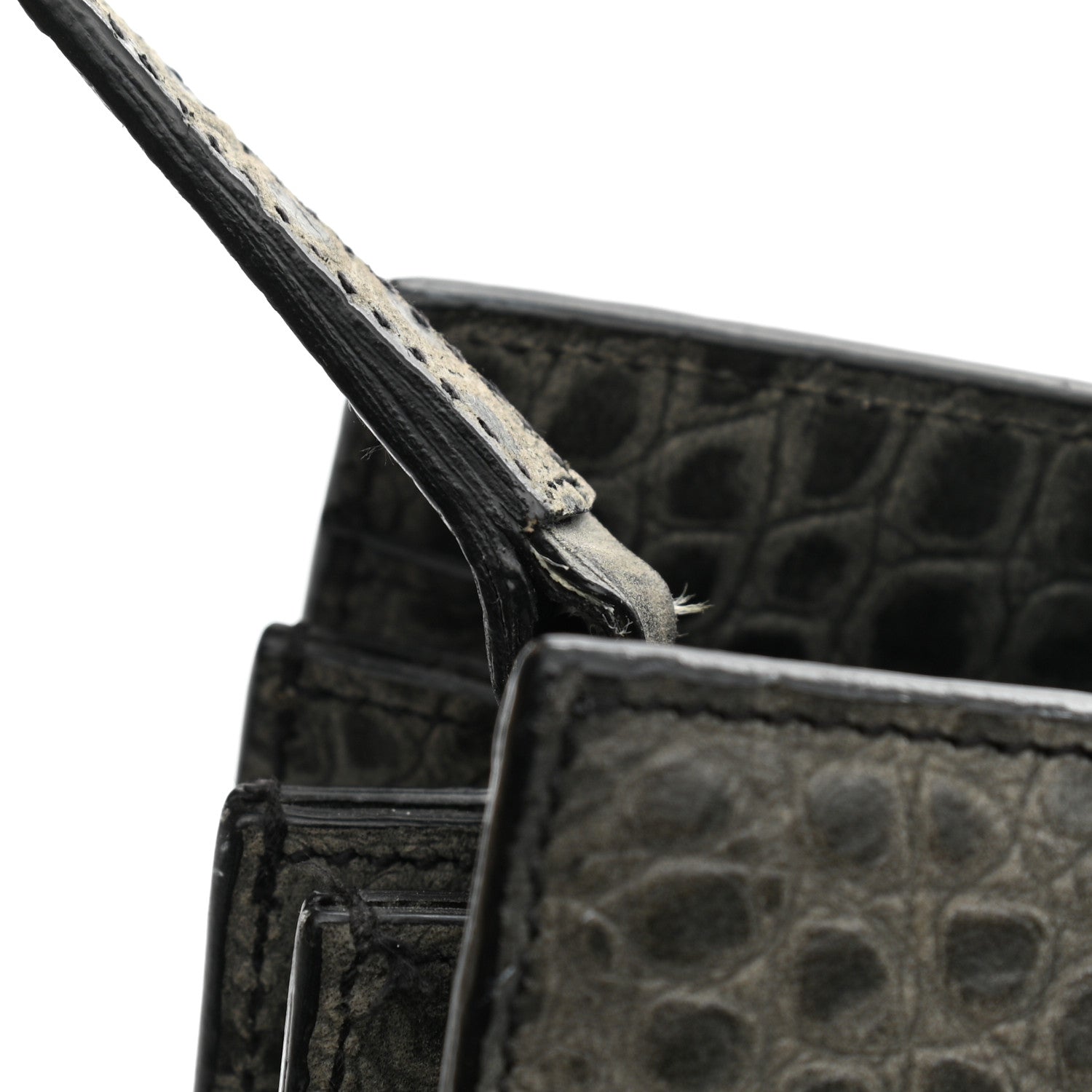 Saint Laurent Calfskin Crocodile Embossed Small Sac De Jour Fog 11 of 22