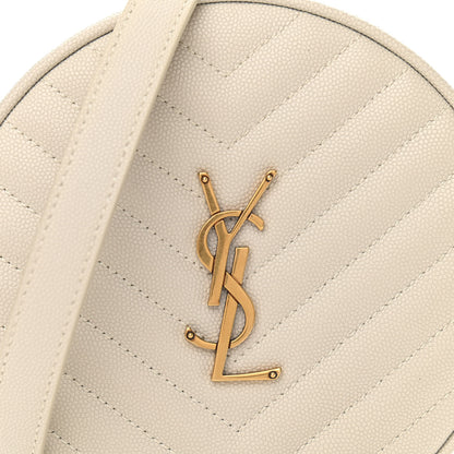 Saint Laurent Grain De Poudre Matelasse Chevron Quilted Round Vinyle Camera Bag Blanc Vintage 7 of 10
