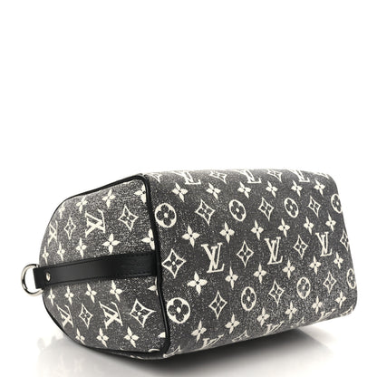 Louis Vuitton Denim Monogram Jacquard Speedy Bandouliere 25 Black 4 of 10