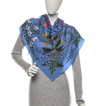 Gucci Silk Twill New Flora Square Scarf Bluette 2 of 3