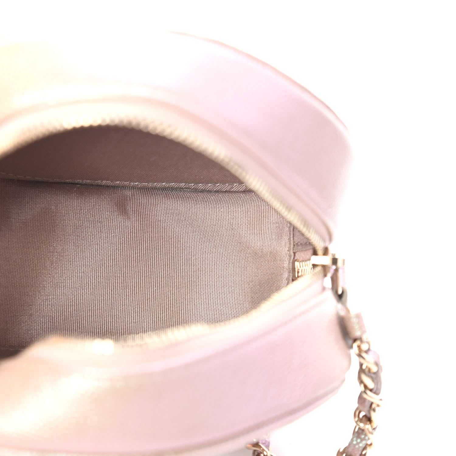 Chanel Iridescent Caviar Quilted Round Clutch With Chain Beige 4 of 4