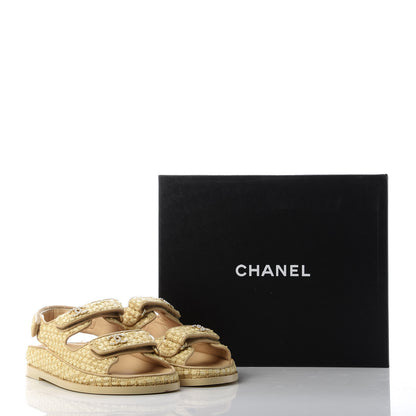Chanel Braided Fabric Velcro Dad Sandals 38 Beige 10 of 10