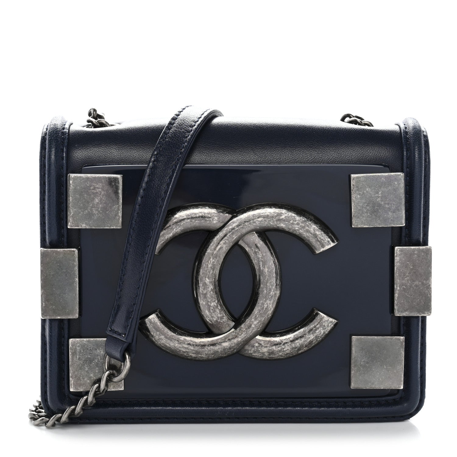 Chanel Plexiglass Lambskin Mini Boy Brick Flap Blue 1 of 11