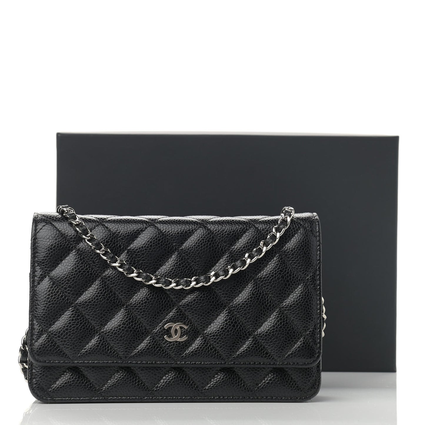 Caviar Quilted Wallet On Chain WOC Black