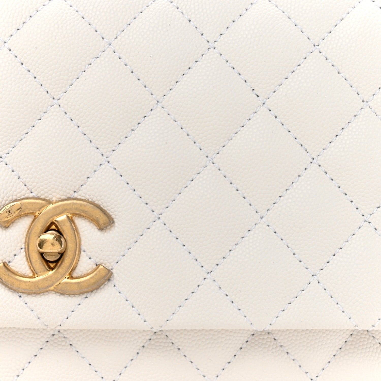 Chanel Caviar Lizard Quilted Medium Coco Handle Flap Ivory 7 of 9