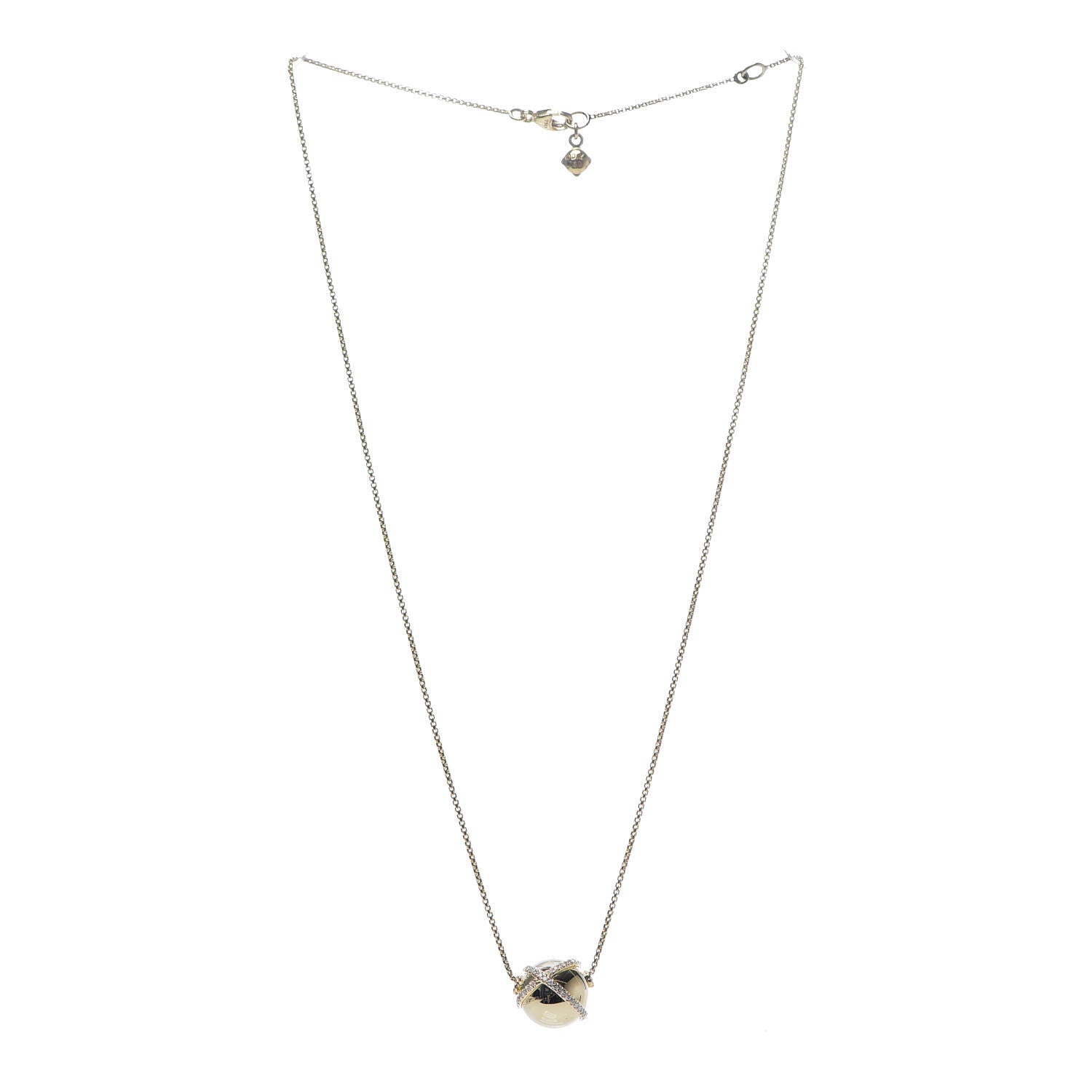 David Yurman 18K Yellow Gold Diamond 12mm Solari Pave Wrap Pendant Necklace 3 of 5