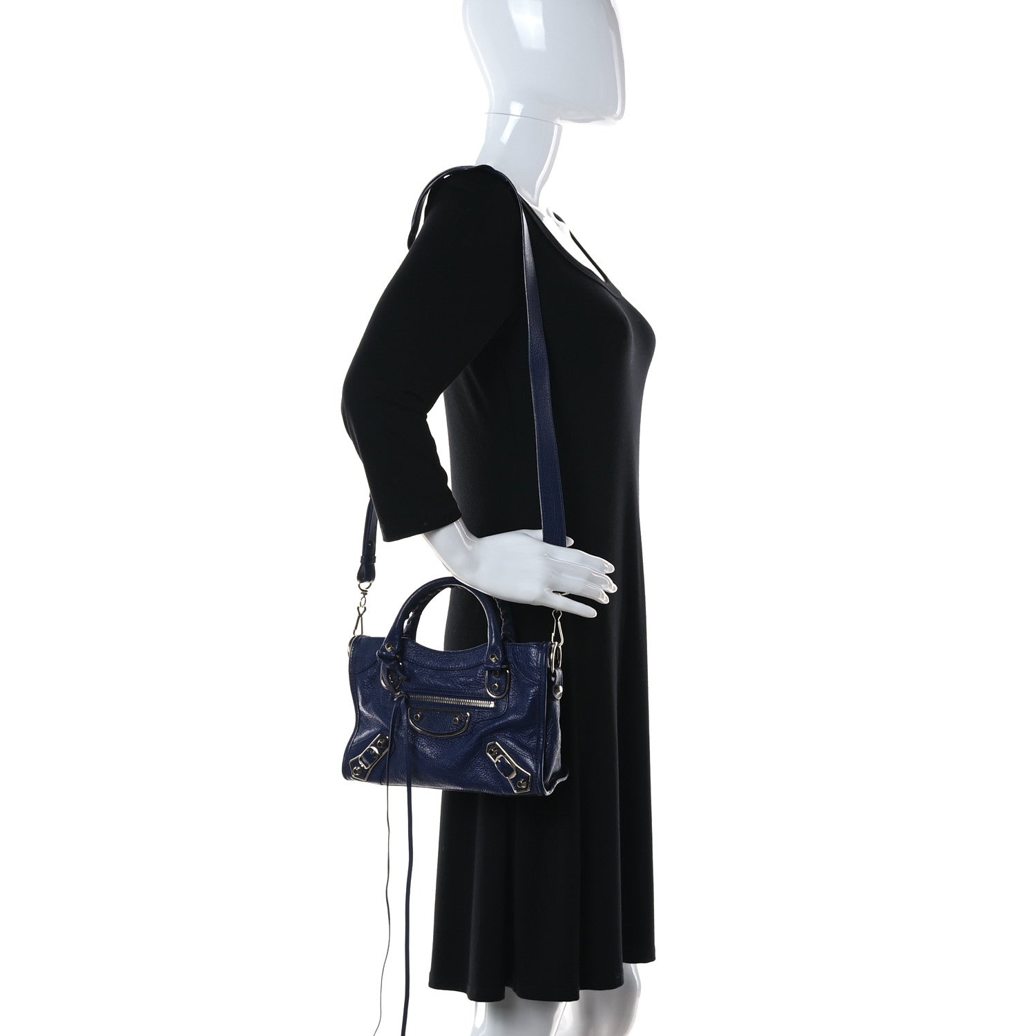 Balenciaga Chevre Gold Metallic Edge Hardware Mini City Bleu Roi 2 of 12