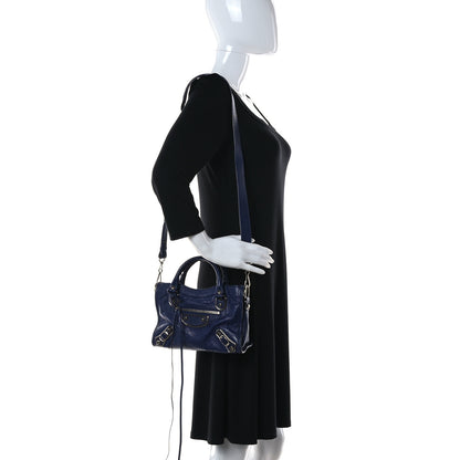 Balenciaga Chevre Gold Metallic Edge Hardware Mini City Bleu Roi 2 of 12