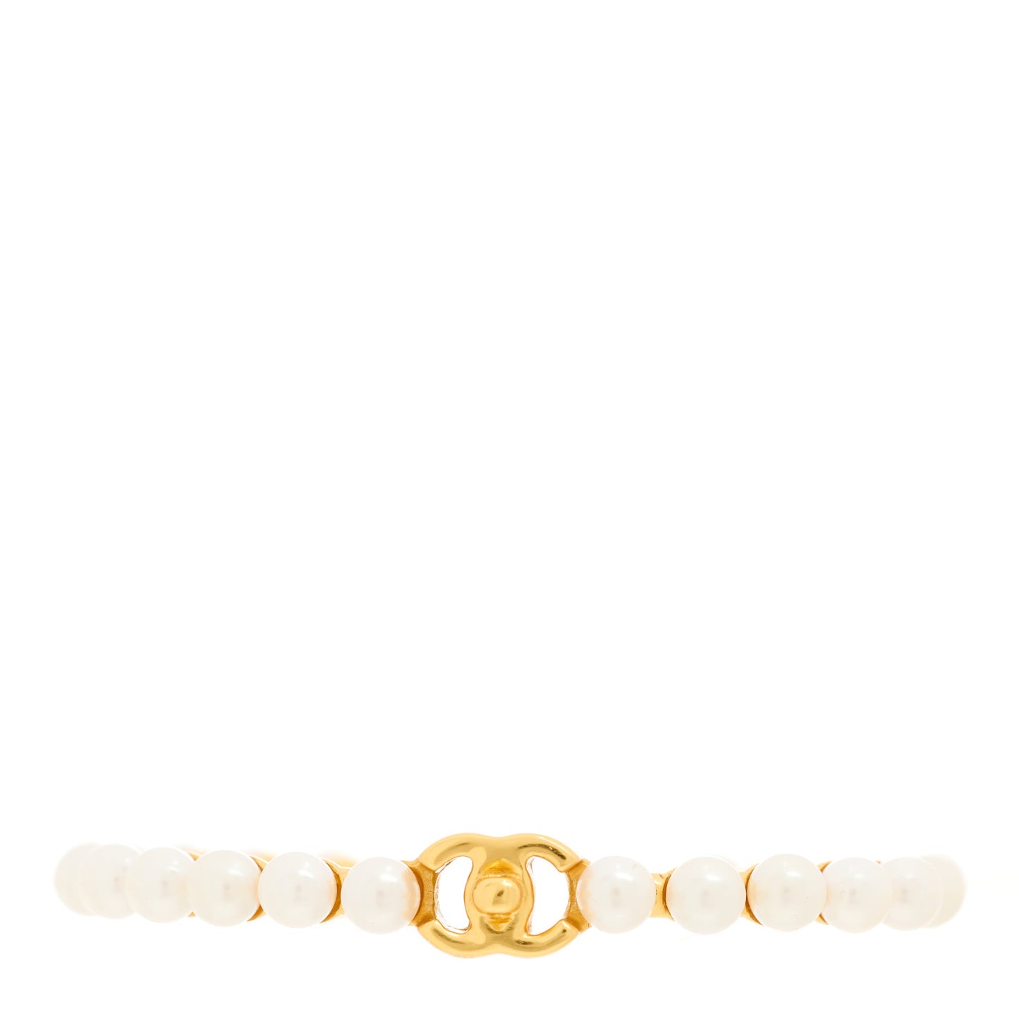 Pearl CC Cuff Bracelet S Gold Pearly White