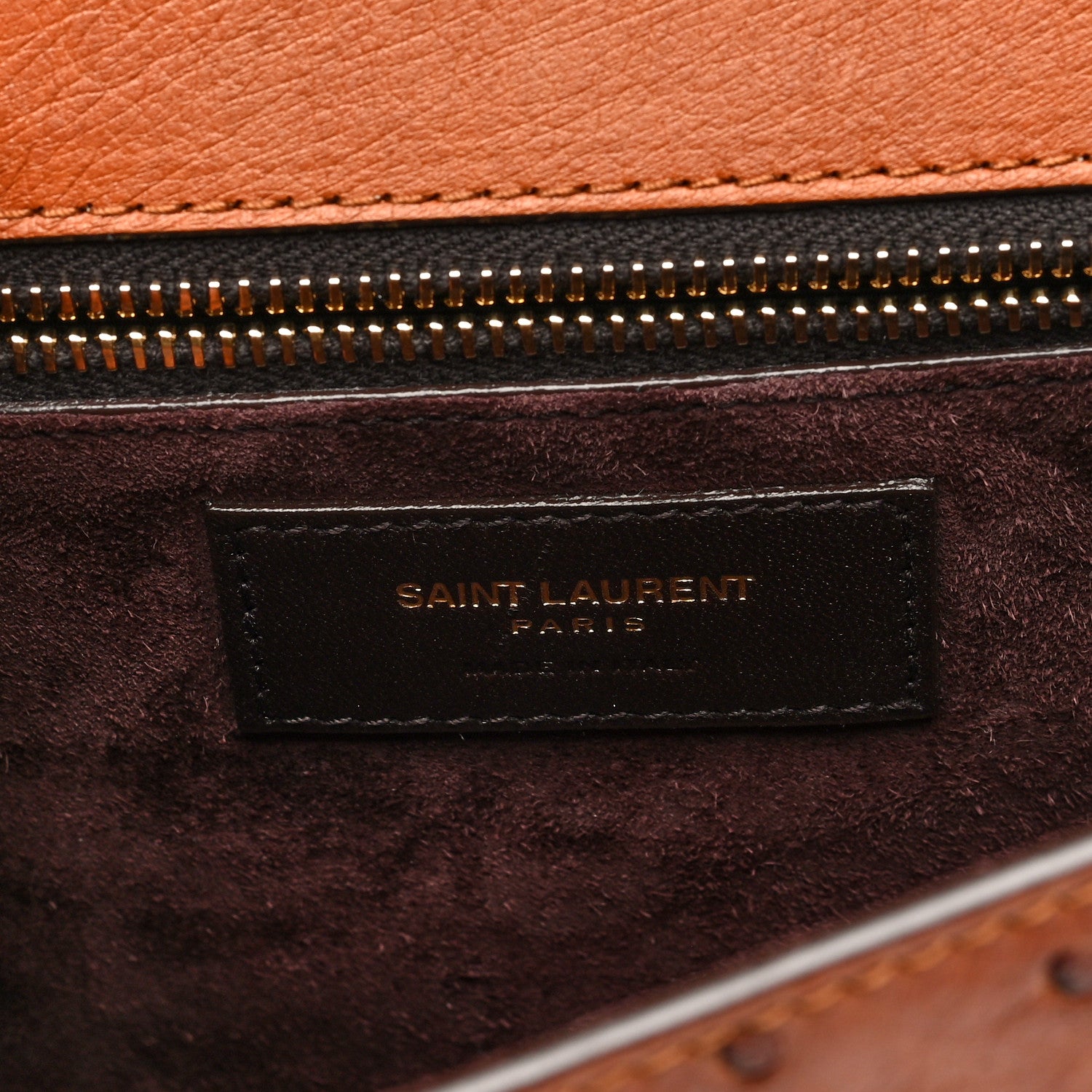 Saint Laurent Ostrich Carre Satchel Brick 6 of 9