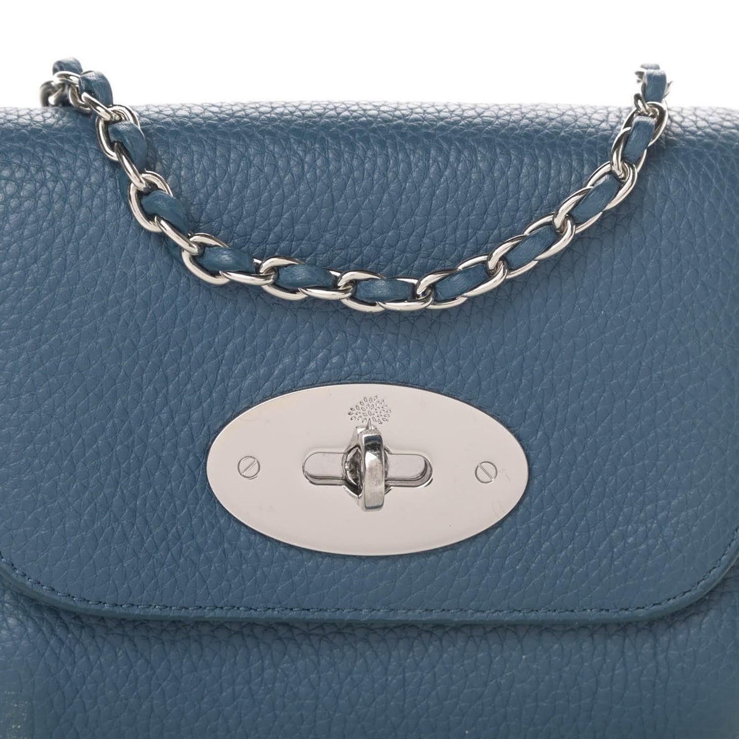 Small Classic Grain Calfskin Mini Lily Steel Blue