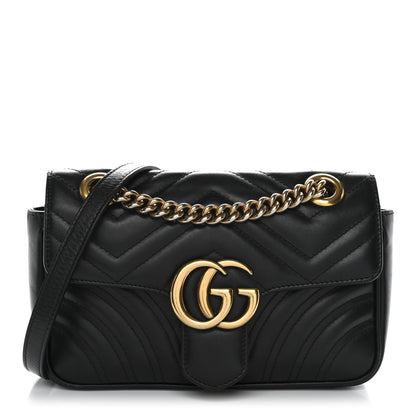Gucci Calfskin Matelasse Mini GG Marmont Shoulder Bag Black 1 of 15