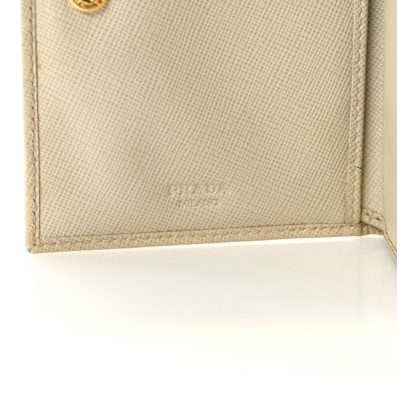 Prada Saffiano Metal Bi-Fold Wallet Cera 6 of 13