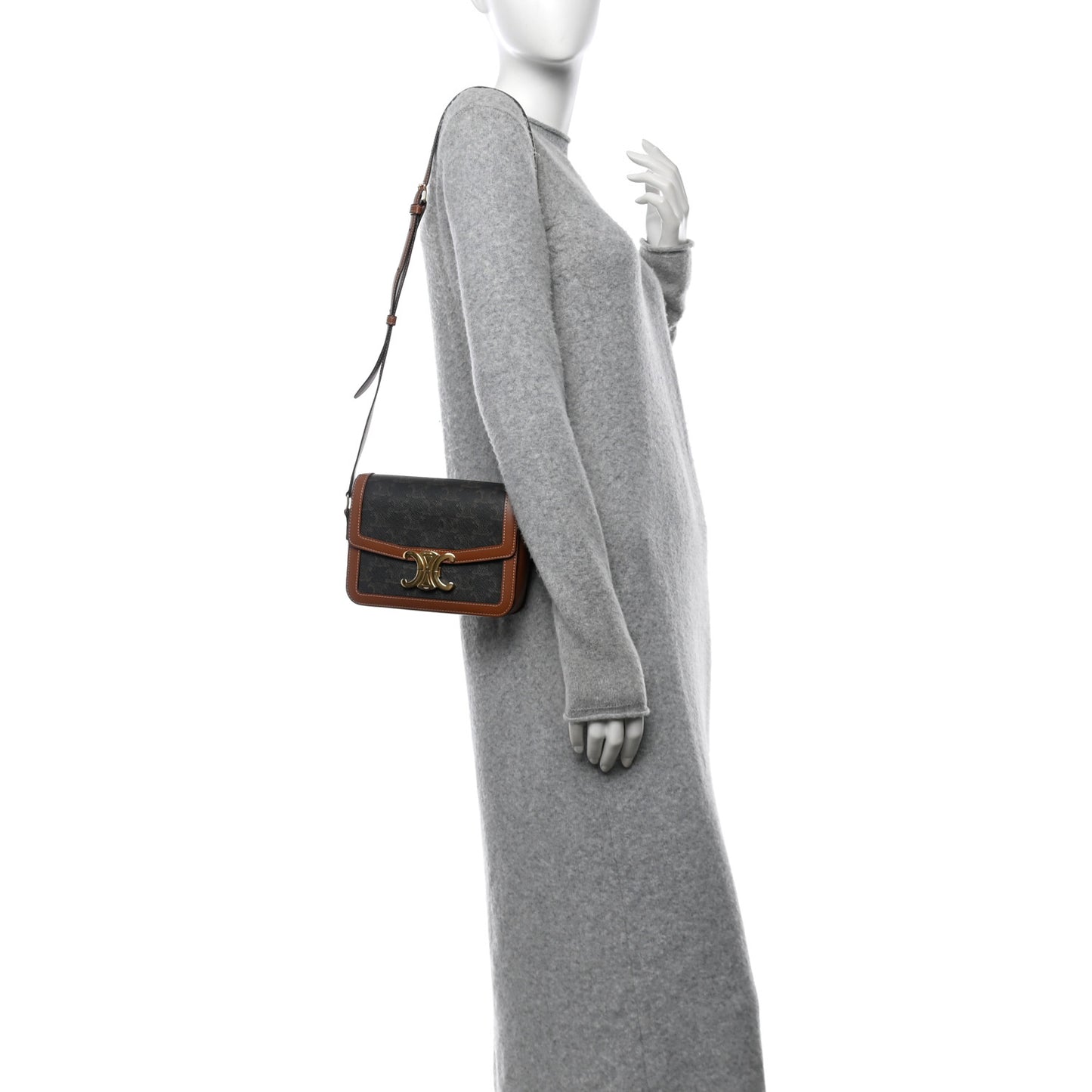 Calfskin Triomphe Canvas Teen Triomphe Bag Tan