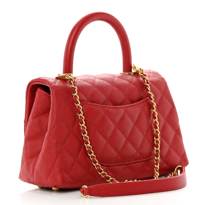 Chanel Caviar Quilted Mini Coco Handle Flap Red 3 of 12