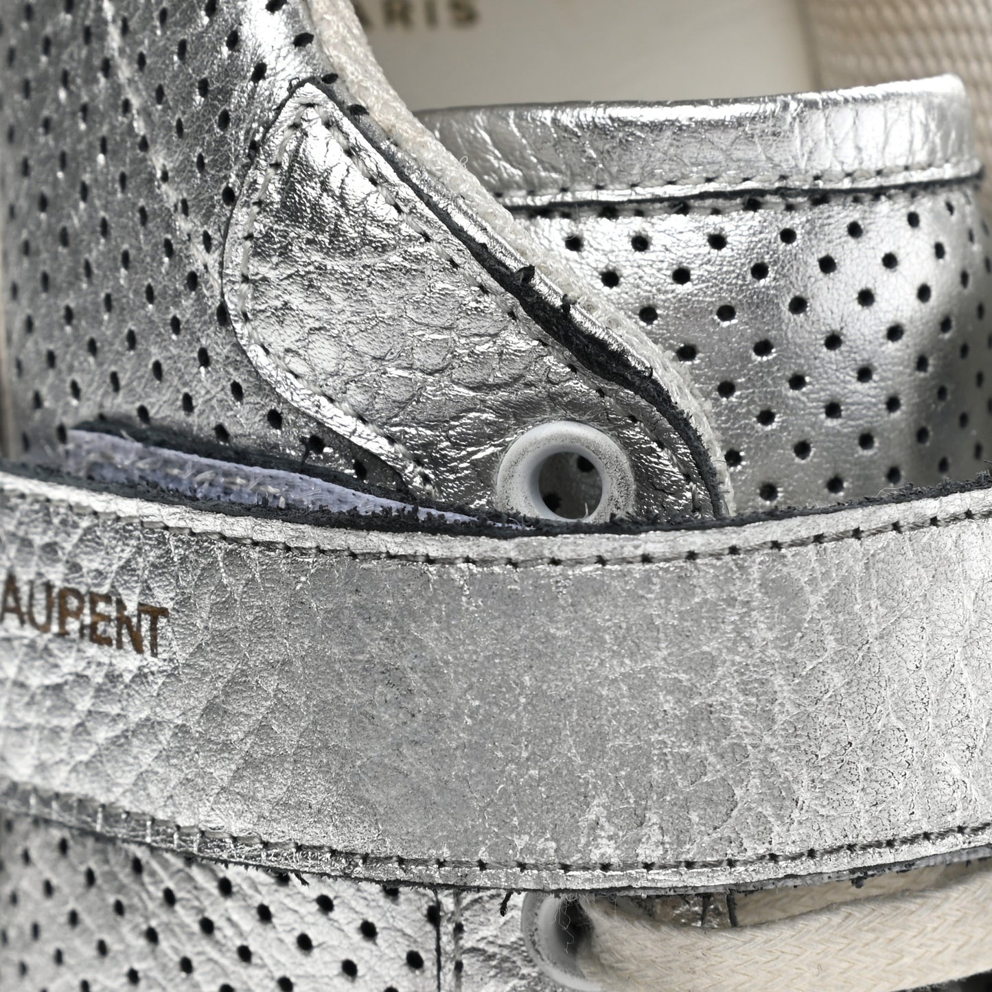 Calfskin Perforated Womens SL24 Sneakers 39 Argento