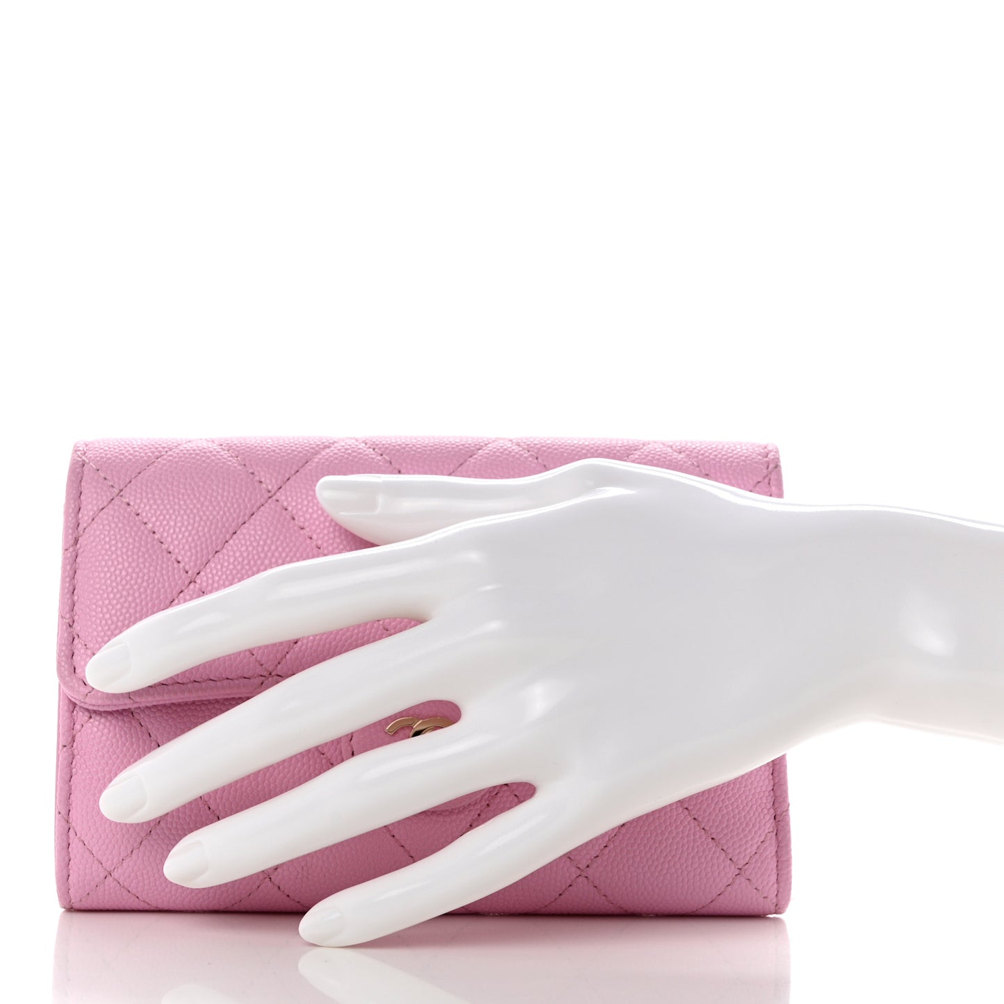 Caviar Quilted Medium Flap Wallet Pink