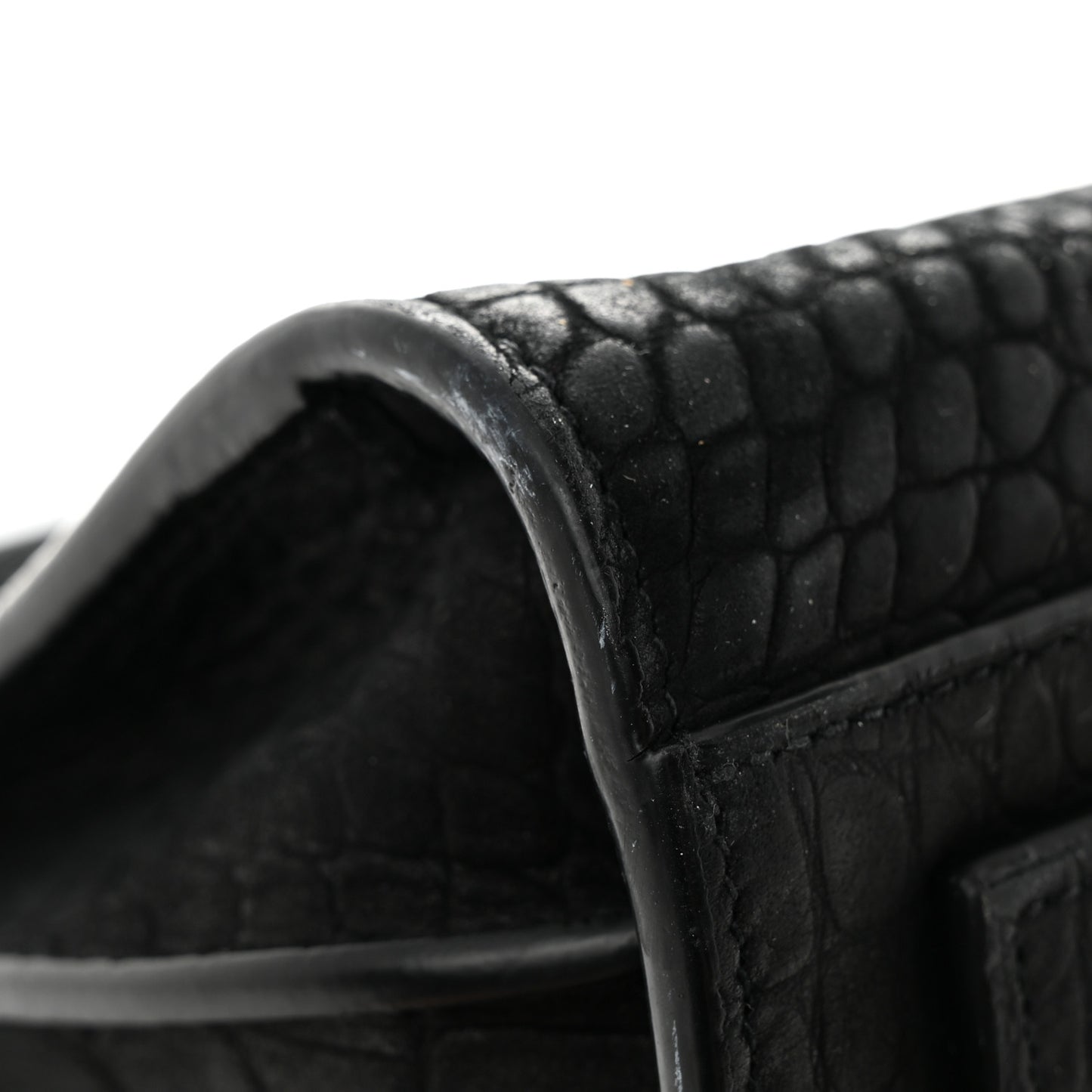 Crocodile Embossed Suede Small Supple Sac de Jour Black