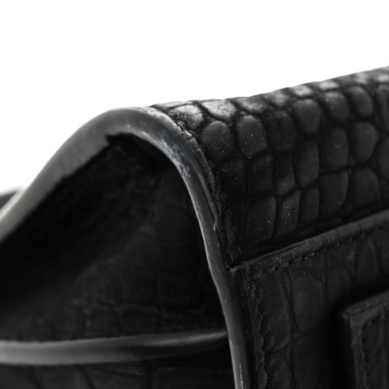 Saint Laurent Crocodile Embossed Suede Small Supple Sac de Jour Black 13 of 18